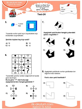 ilkokul 1. Sınıf Bilsem Zeka Testi 